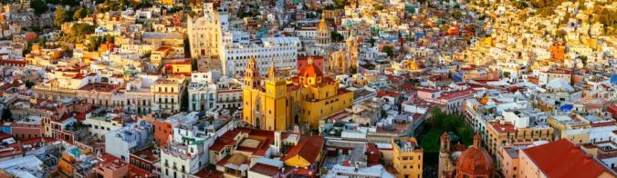 Panoramic photograph of Guanajuato, Mexico.