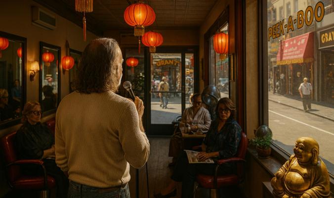 Papa Gringo performing at the Peek-a-Boo Hair Salon